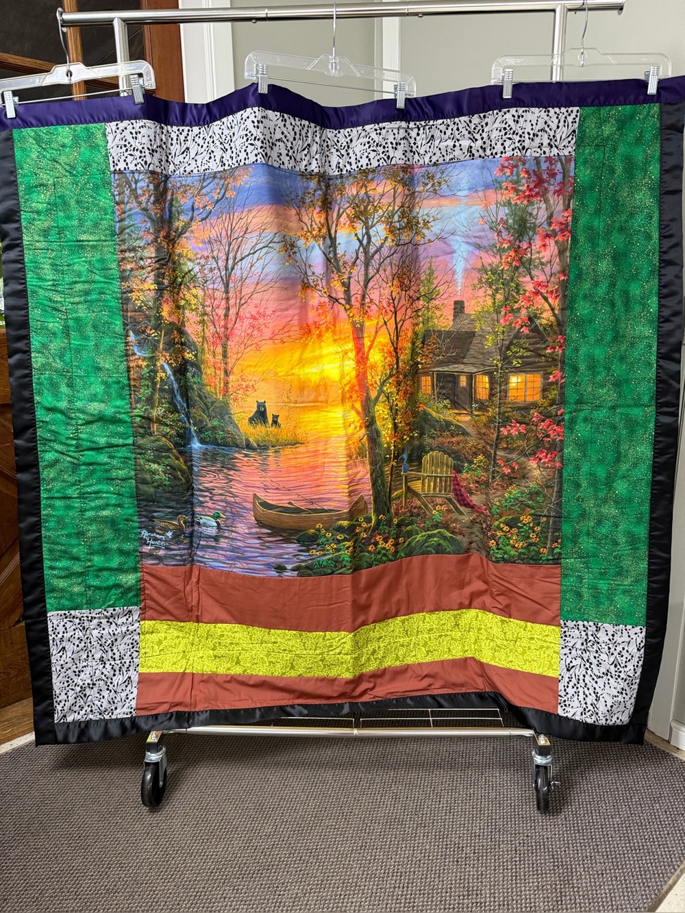 Sunset Lakeside Scenic Quilt / Blanket/ wall hanging